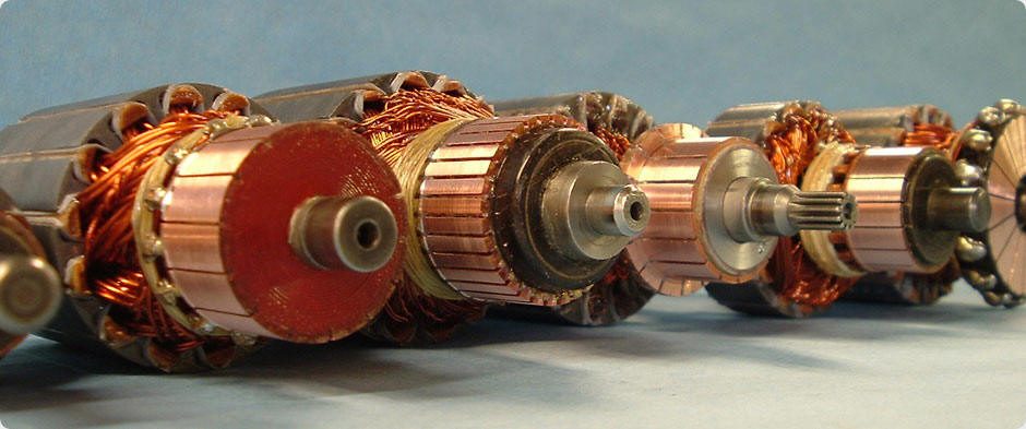 Motors stripped and stacked for rewinding in the Eastleigh workshop
